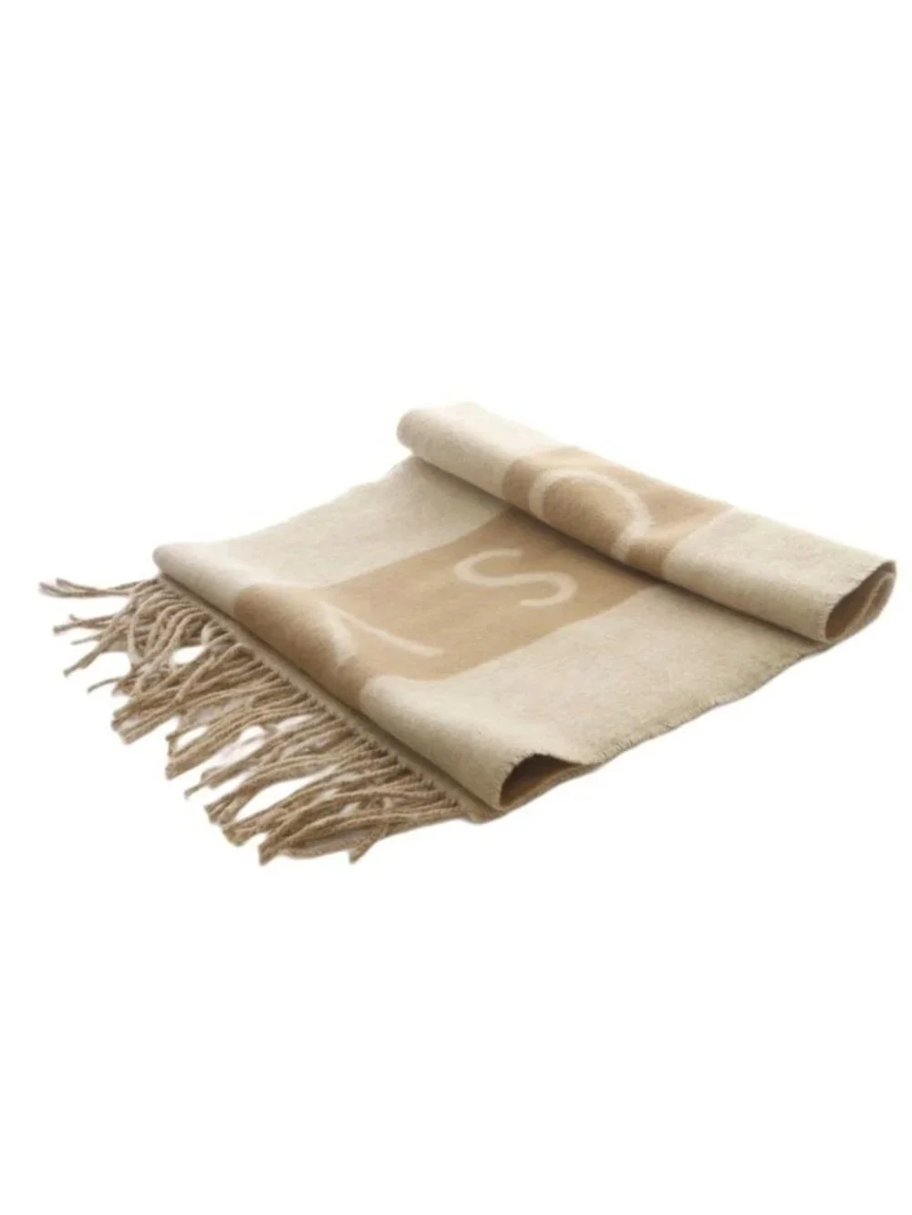 Louis Vuitton Echarpe Baroda Scarf Cashmere Fringe Beige Brown - Picture 5 of 8
